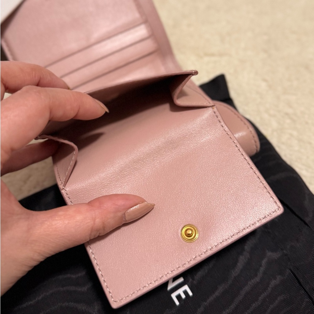 [CELINE] PINK TRIOMPHE WALLET with Gold Accent - Picture 7 of 10